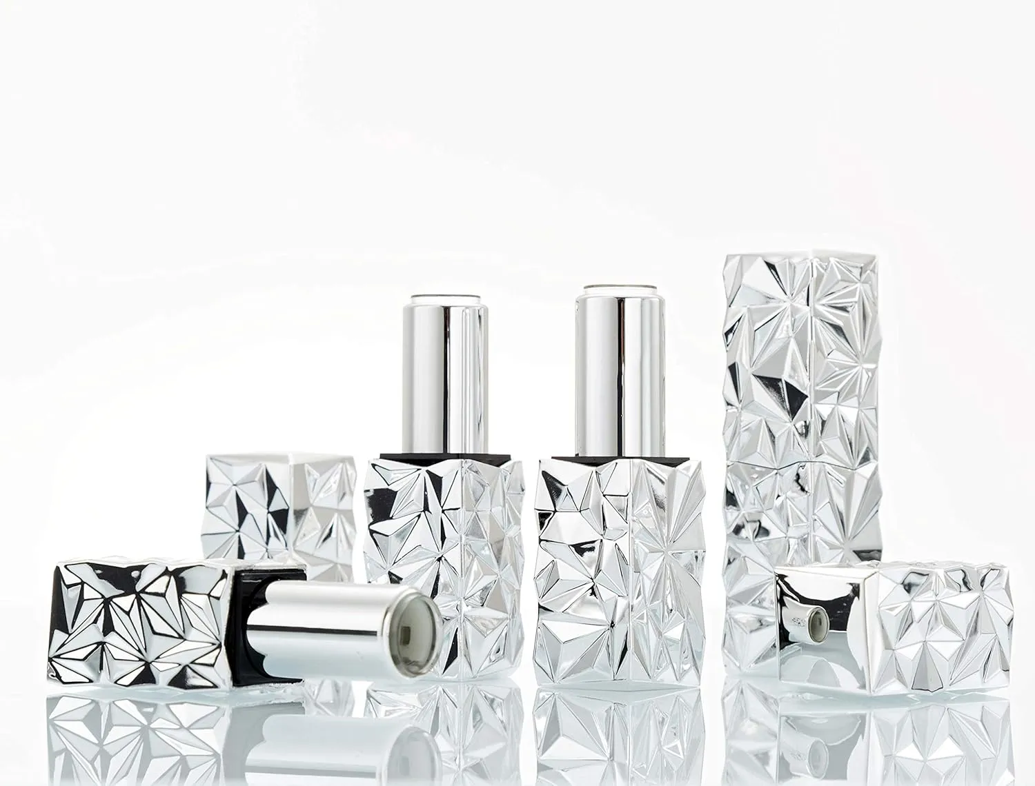 Empty Lipstick Tube Portable Magnetic Lock Lip Balm Tubes Bottle Inner Diameter 12.1mm Lip Rouge Storage Cosmetic Gloss Container DIY Lipstick Tubes, 10pcs Packed(Silver)