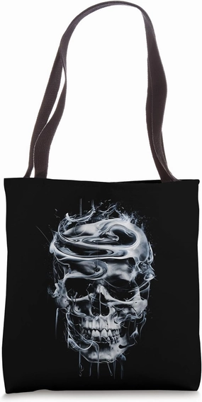 Ephemeral Elegance Surreal Skull Liquid Flow Graphic Tee Tote Bag