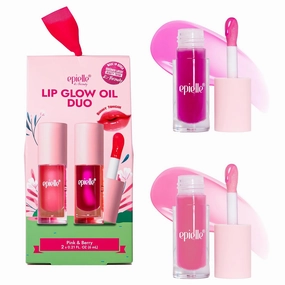 Epielle Lip Glow Oil Duo, Berry & Pink, 2 x 0.21 fl. oz., Glossy Lips
