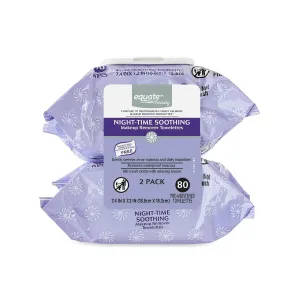 Equate Night-Time Soothing Makeup Remover Wipes, 40 Count, 2 Pack