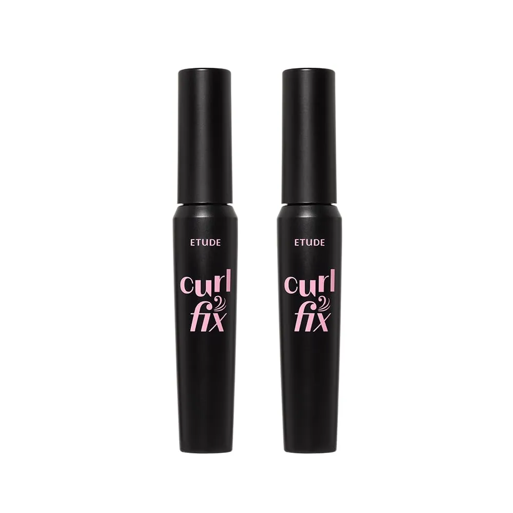 ETUDE (1 1) Curl Fix Mascara SET #4 Volume | A curl fix mascara that keeps fine eyelashes powerfully curled up for 24 hours by ETUDE's own Curl 24H Technology, Korean Makeup, Kbeauty, Perfect for Gift