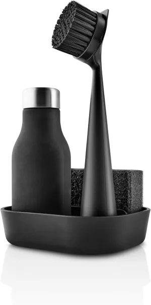 EVA SOLO | Dishwashing Set | Soap Dish, Liquid Soap Dispenser, Dish Brush & Sponge | Dish Washing Accessories | Black