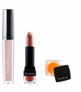 EVE PEARL 3 Pcs Love Your Lips Collection Rich Nude Color Lip Gloss Vitamin E Moisturize Nourish Dail Lipcare Treatment Long Lasting Lipstick Lip Color Kit