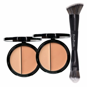 EVE PEARL HD Dual Foundation Duo with Contour Blender Brush Set Full Coverage Foundation Makeup Kit (Light)