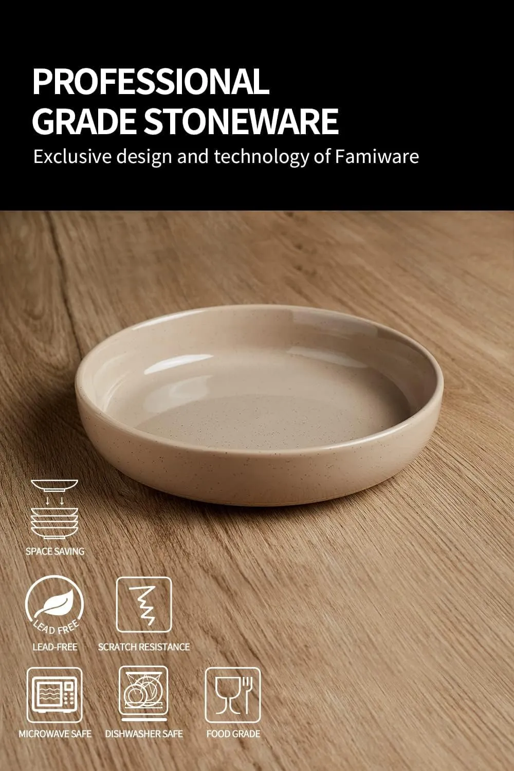 famiware Milkyway 33 oz Bowl Set, Pasta Bowls Set of 4, Salad Bowls Perfect for Your Friend for Housewarming, Thanksgiving, Christmas, Cinnamon Brown