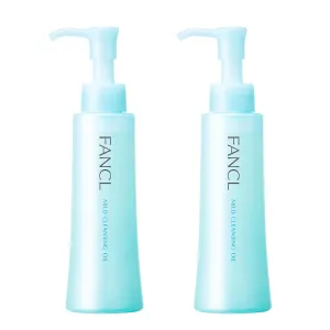 FANCL Mild Cleansing Oil, Japanese Facial Cleansing Oil, Makeup Remover, 100% Preservative Free, Clean Skincare for Sensitive Skin [US Package] (2 Pack, Light Blue)