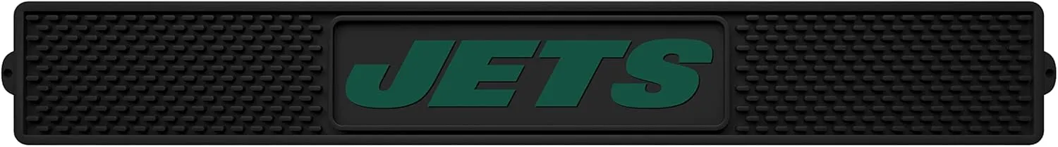 FANMATS NFL New York Jets Vinyl Drink Mat , Black, 3.25"x24"