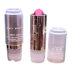 FENTY BEAUTY by Rihanna Icon Semi-Matte Lipstick Refill - Kissin' Kutie | Refillable Lip Color, Longwear, Lightweight, Nude Pink, 3.8g / 0.134oz