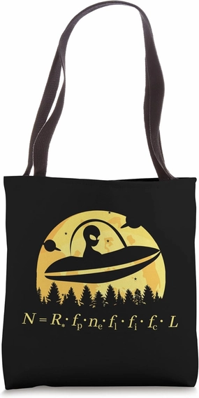 Fermi Paradox Drake Equation Physics, Nerd Aliens, UFO, UAP Tote Bag