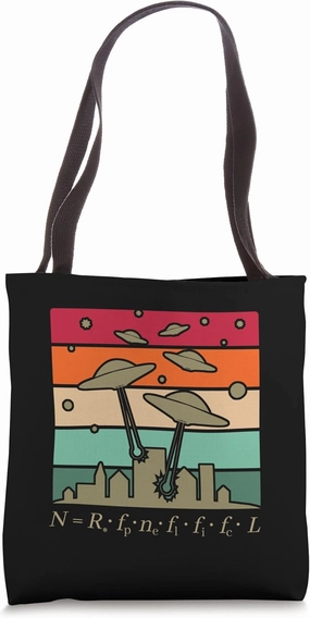 Fermi Paradox Drake Equation Physics Nerd UFO UAP Aliens Tote Bag