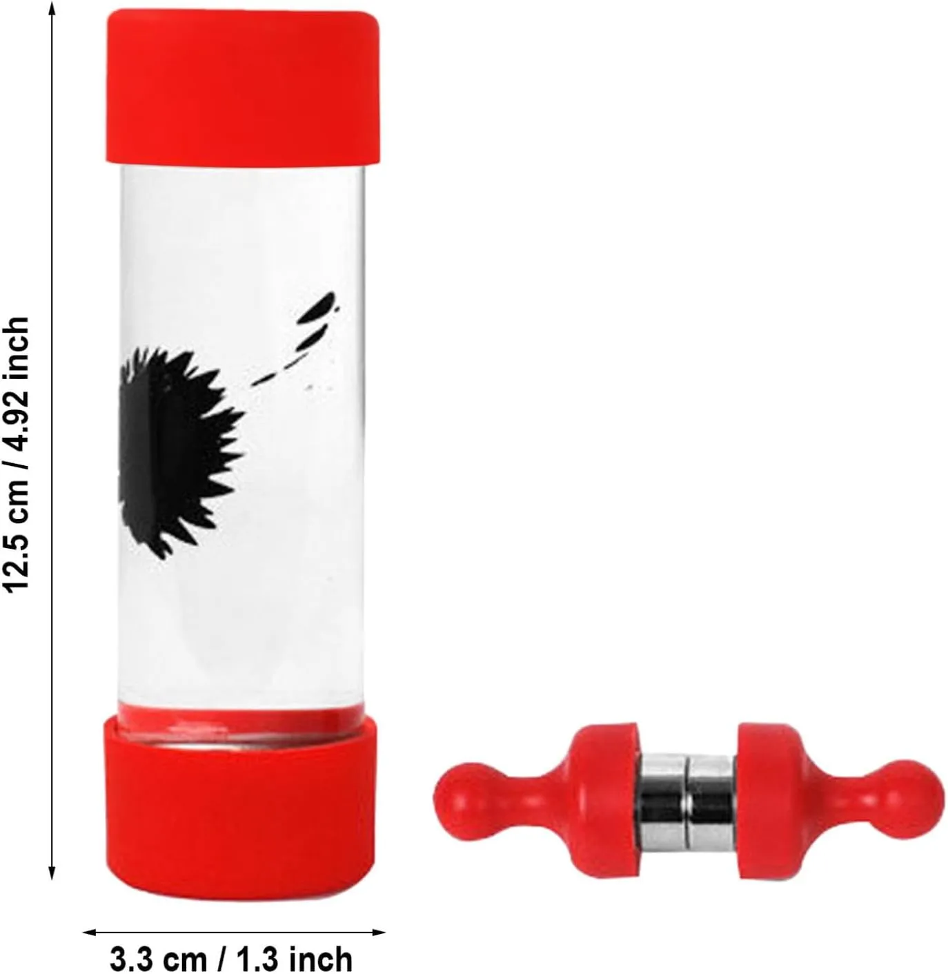 FerroFluid Display Toy Bottle,Ferro Fluid Liquid Metal Toy,Interactive Adults Physics Toy,New & Improved Black Colored Ferrofluid Display with Two Small Magnet 1ml (Red)
