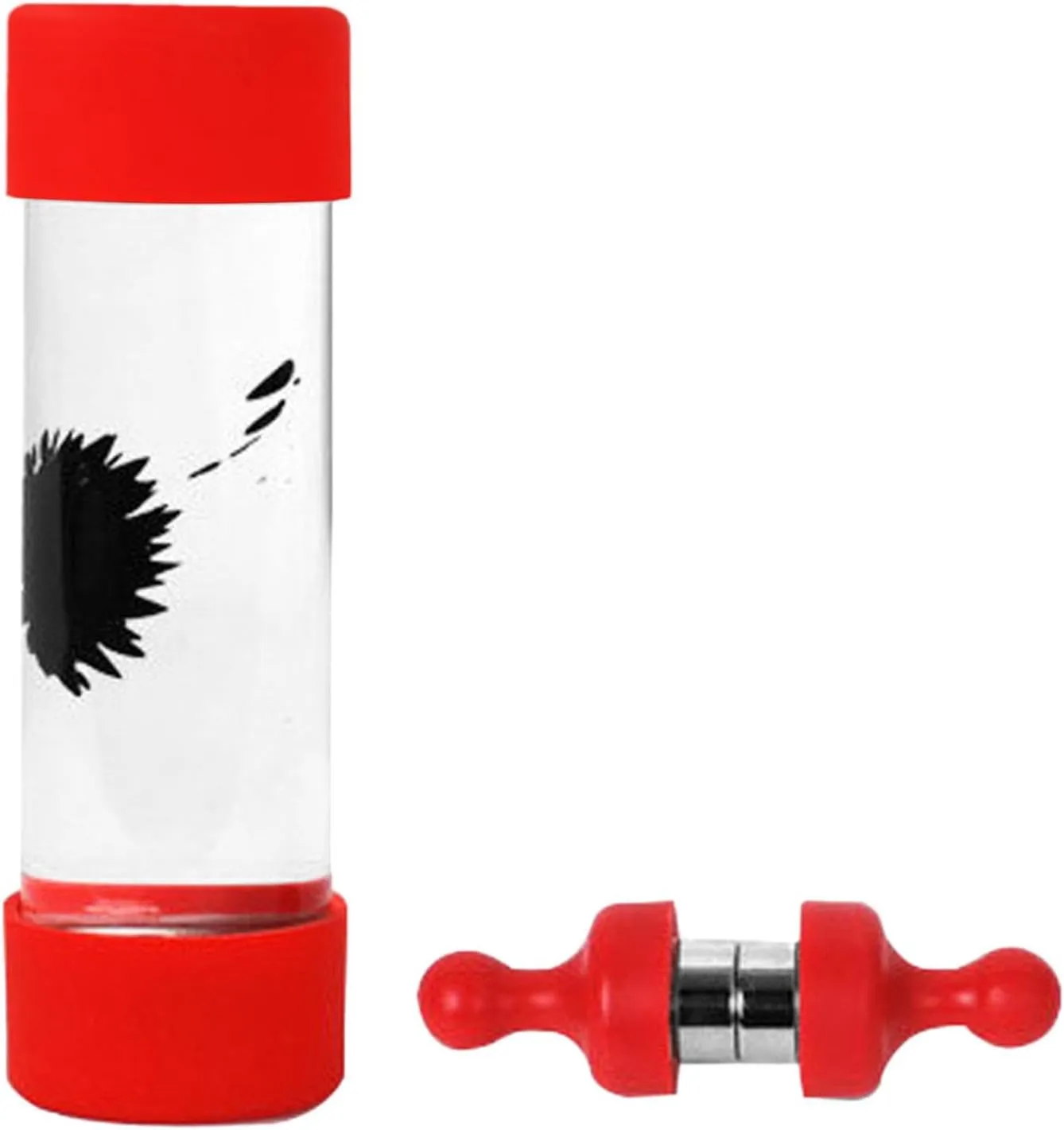 FerroFluid Display Toy Bottle,Ferro Fluid Liquid Metal Toy,Interactive Adults Physics Toy,New & Improved Black Colored Ferrofluid Display with Two Small Magnet 1ml (Red)