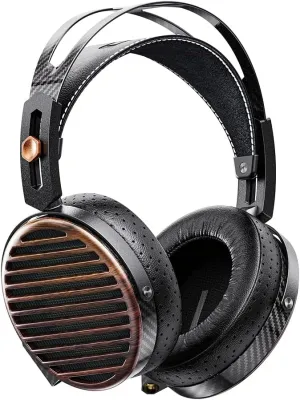 FiiO FT7 Headphones Open-Back Planar 106mm Planar Magnetic Monitor Earphone Gold Diaphragm Carbon Fiber Shell Detachable Cables (Black)