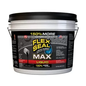 Flex Seal Liquid MAX, 2.5 Gallon, Black, Liquid Rubber Coating Sealant, Waterproof, Flexible, Breathable, and UV Resistant, Roof Repair, Basements, RV, Campers, Trailers, Marine, EPDM, Masonry