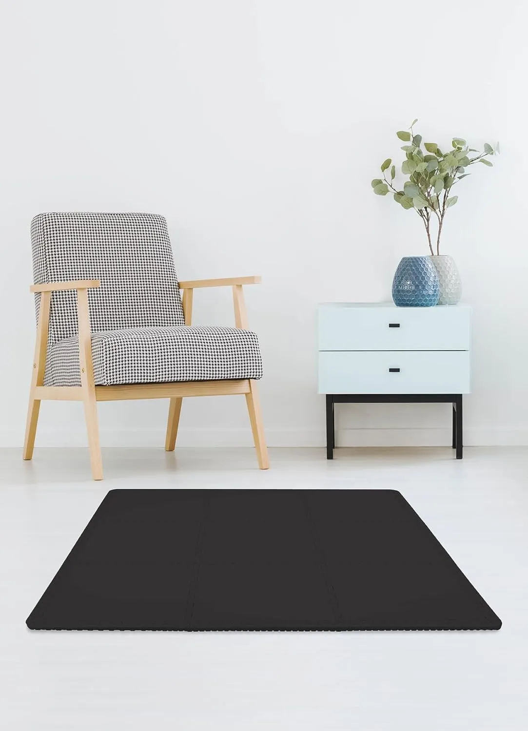 FloorPops Black Puzzle Interlocking Floor Tiles FPF 6361