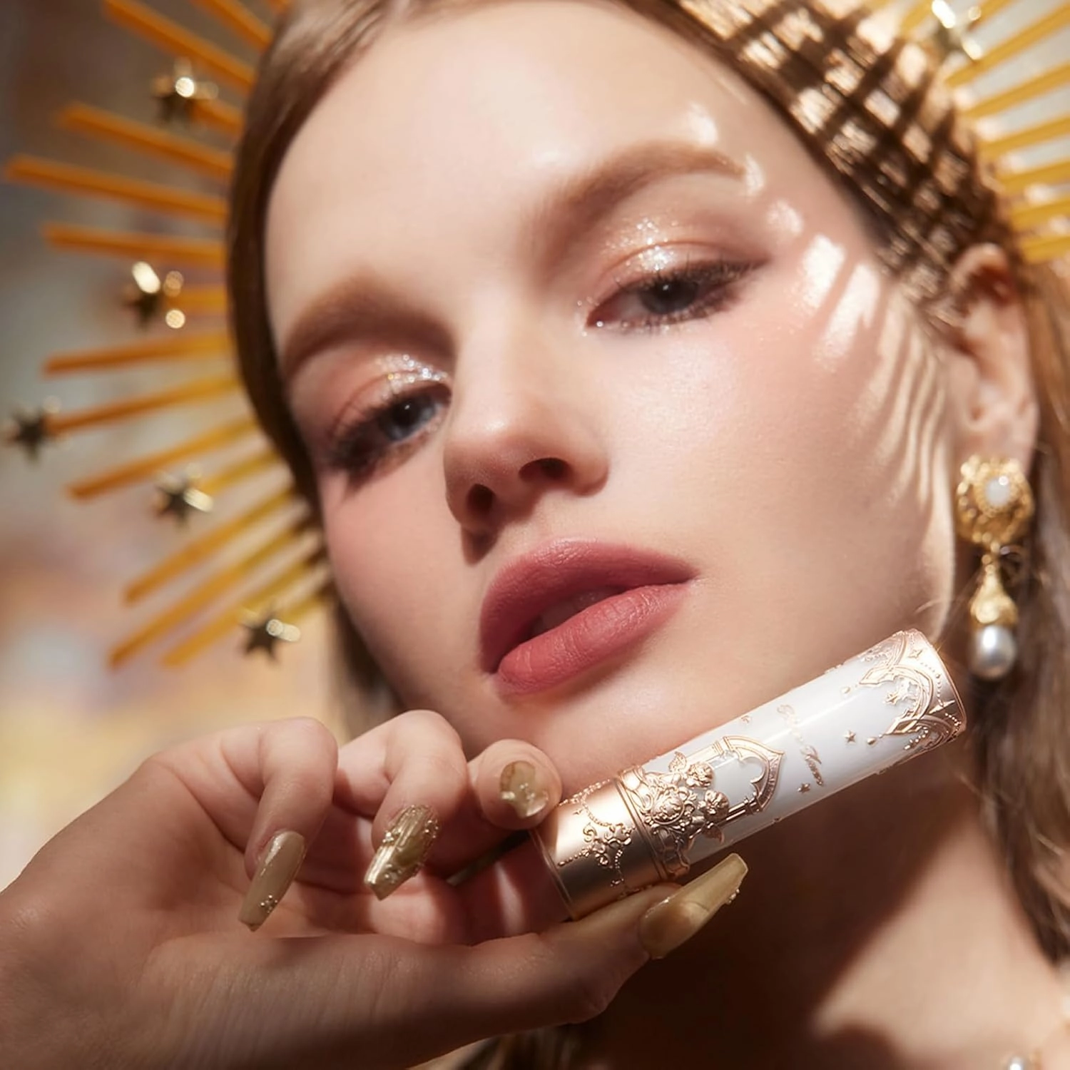 Flower Knows Little Angel Matte Lipstick,Super Soft & Ultra Silky Lip Mud Stick,Long Lasting & Moisturizing Vegan Lip Makeup for Girls&Women,Velvety Nude Peachy Finish(C03 Radiant Seraph)