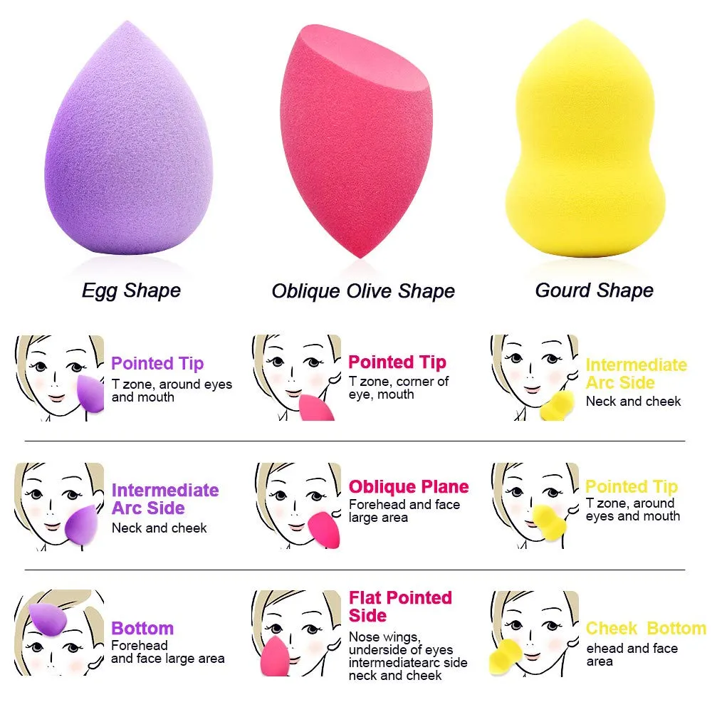 Fofosbeauty 10 pcs Set Multi-colored Makeup Spongers