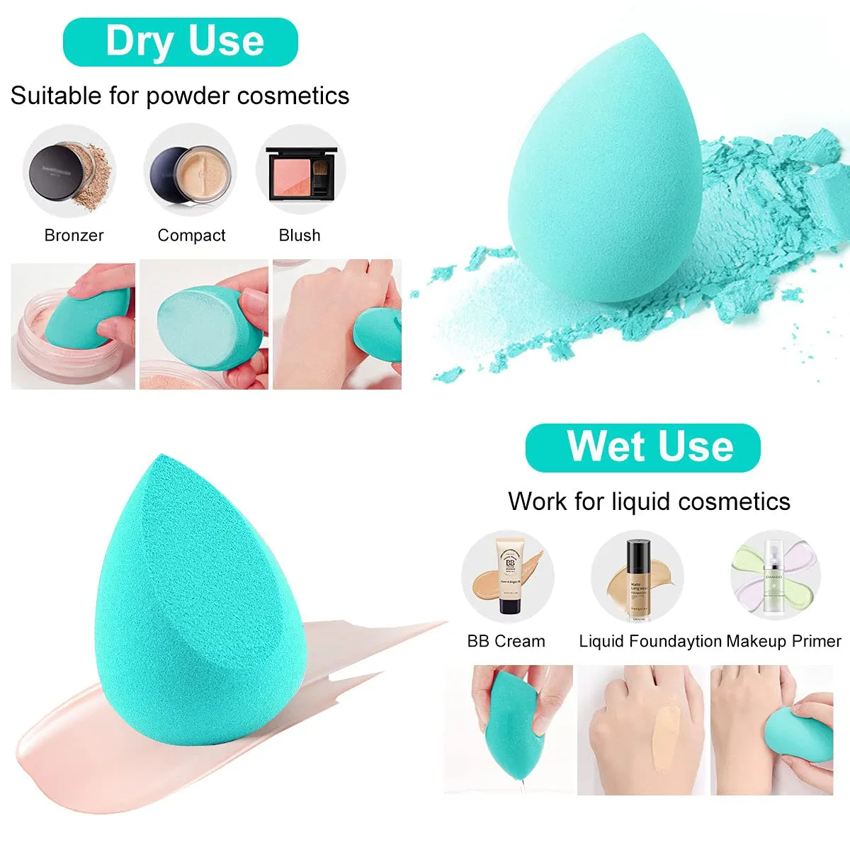 Fofosbeauty 10 pcs Set Multi-colored Makeup Spongers