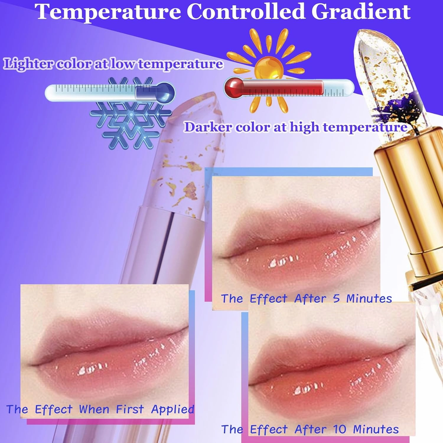 Foihletpath Color Changing Lipstick,2025 Transparente Gold Color Changing Lip Stick (#01)