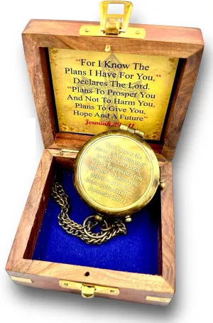 for I Know The Plans I Have for You Engraved Compass with Wooden Case – Commando Antique Finish | Jeremiah 29:11 Inspirational Gift | Perfect for Graduation, Retirement, Birthdays