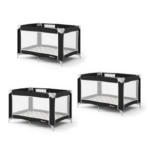 Foundations Sleep 'N Store Baby Play Yard 3 Pack for Hotels - Easy to Store, Foldable Travel Play Pen - Includes Storage Bag & Foam Mattress - Graphite