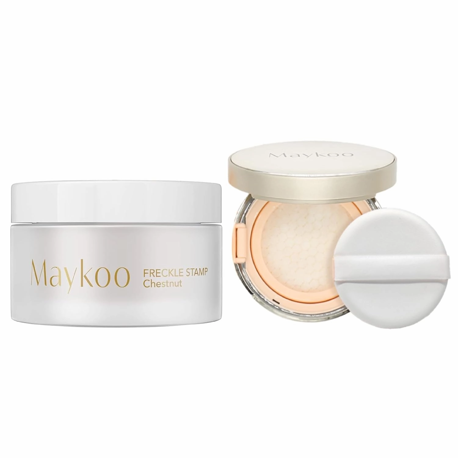 Freckles Stamp Air Cushion (Chestnut) and Face Oil Blotting Powder Cushion, Waterproof Long Natural Freckle, High Moisturizing Matte Makeup For Oily Skin