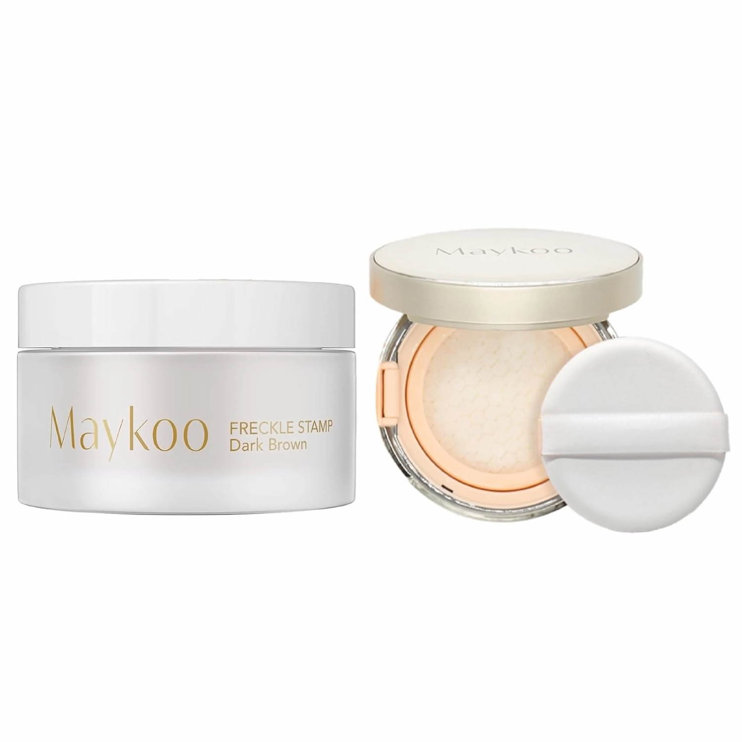 Freckles Stamp Air Cushion (Dark Brown) and Face Oil Blotting Powder Cushion, Waterproof Long Natural Freckle, High Moisturizing Matte Makeup For Oily Skin