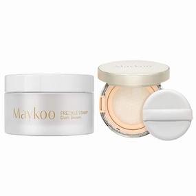 Freckles Stamp Air Cushion (Dark Brown) and Face Oil Blotting Powder Cushion, Waterproof Long Natural Freckle, High Moisturizing Matte Makeup For Oily Skin