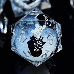 Froggod Liquid Core Cat DND Dice Set 7Pcs with Box- Sharp Edge Cute Cat Style Resin Dungeons and Dragons Dice D20 D12 D10 D8 D6 D4(Cathead White)