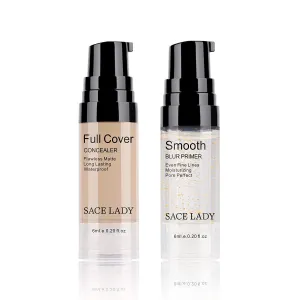 Full Coverage Concealer & Face Makeup Primer Make Up Set Smooth Long Lasting Matte Poreless Waterproof Cosmetic Kit 6ml