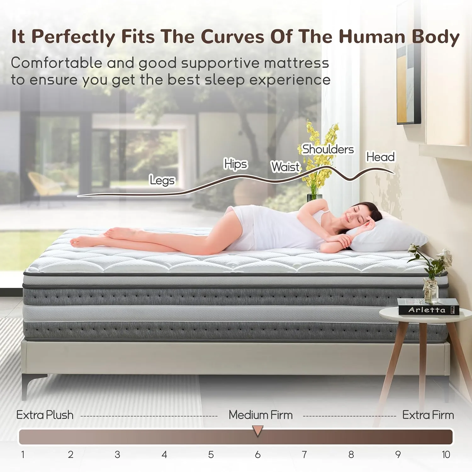 Full Size Mattress, 12 Inch Memory Foam, Independent Spring, Soft and Comfortable Medium Firm Hybrid Mattress in A Box, Pressure Relief