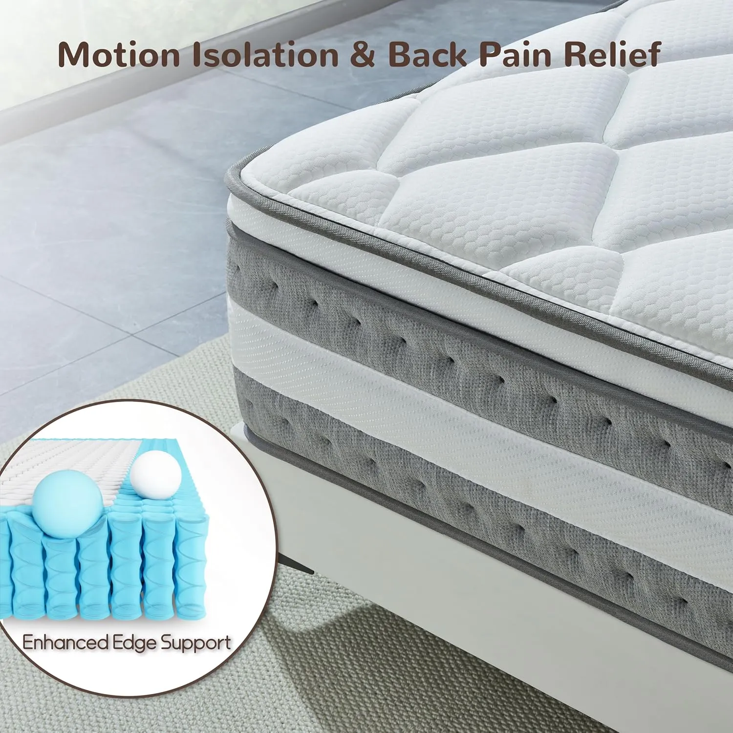 Full Size Mattress, 12 Inch Memory Foam, Independent Spring, Soft and Comfortable Medium Firm Hybrid Mattress in A Box, Pressure Relief