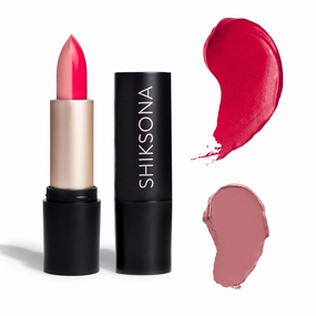 Full Coverage Split Bullet Matte Lipstick | Vegan | Gluten, Paraben and Cruelty Free, Creamy Lipstick in a Pink Nude/Watermelon Pink Matte combo (Multitasker)