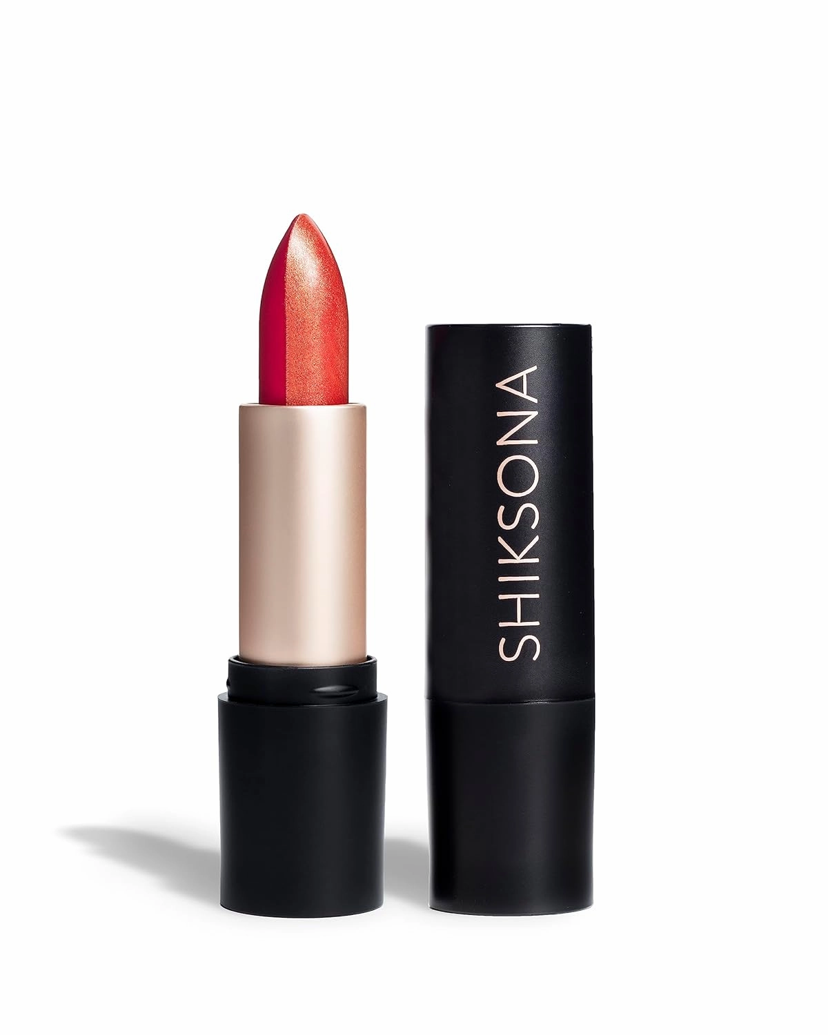 Full Coverage Split Bullet Matte Lipstick | Vegan | Gluten, Paraben and Cruelty Free, Creamy Lipstick in a Shimmer Peach/Cherry Red-Pink Matte combo (Working Vacation)