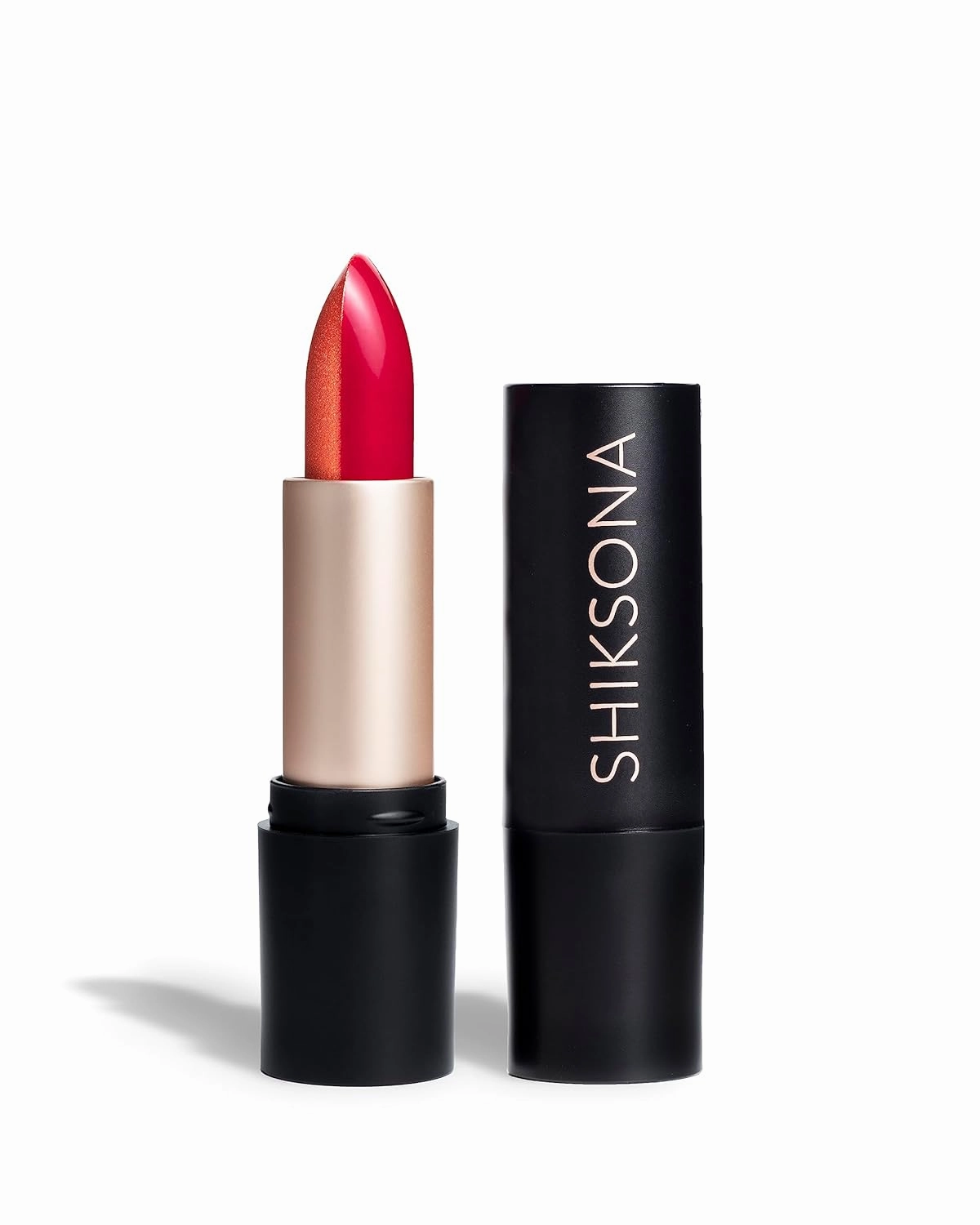 Full Coverage Split Bullet Matte Lipstick | Vegan | Gluten, Paraben and Cruelty Free, Creamy Lipstick in a Shimmer Peach/Cherry Red-Pink Matte combo (Working Vacation)