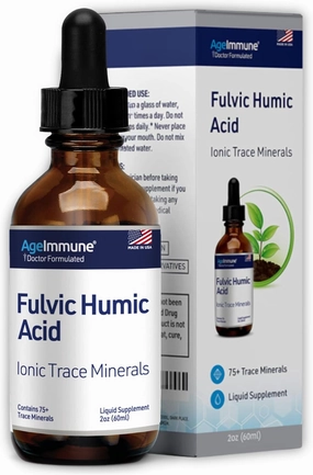 Fulvic Humic Acid Ionic Trace Minerals with Electrolytes Liquid Supplement. Plant Derived Mineral Drops, 75  Trace Minerals for Energy Boost and Hydration. Up to 8 Months Supply. 2oz.