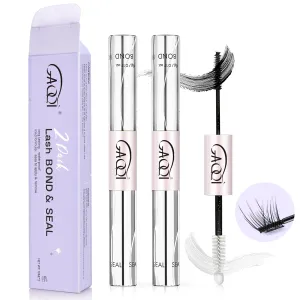 GAQQI Bond and Seal Lash Glue, Lash Cluster Glue Waterproof Lash Glue for Eyelash Clusters, Black Eyelash Glue, Long-Lasting 72H , Latex Free Cluster Lash Glue (Pack of 2)