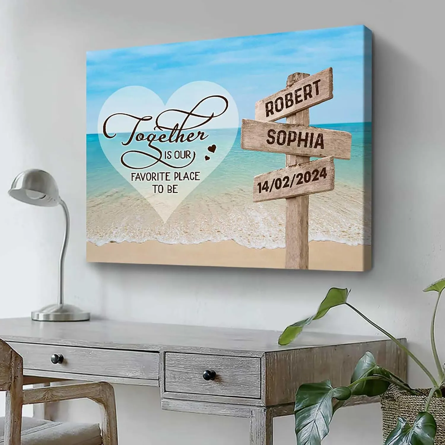 Generic All of Me Loves All Of You Sign, Personalized Gifts for Couple, Two Chairs On Dock Canvas (Design 05), Fullsize