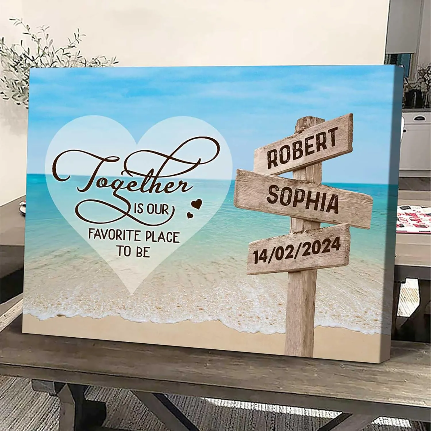 Generic All of Me Loves All Of You Sign, Personalized Gifts for Couple, Two Chairs On Dock Canvas (Design 05), Fullsize