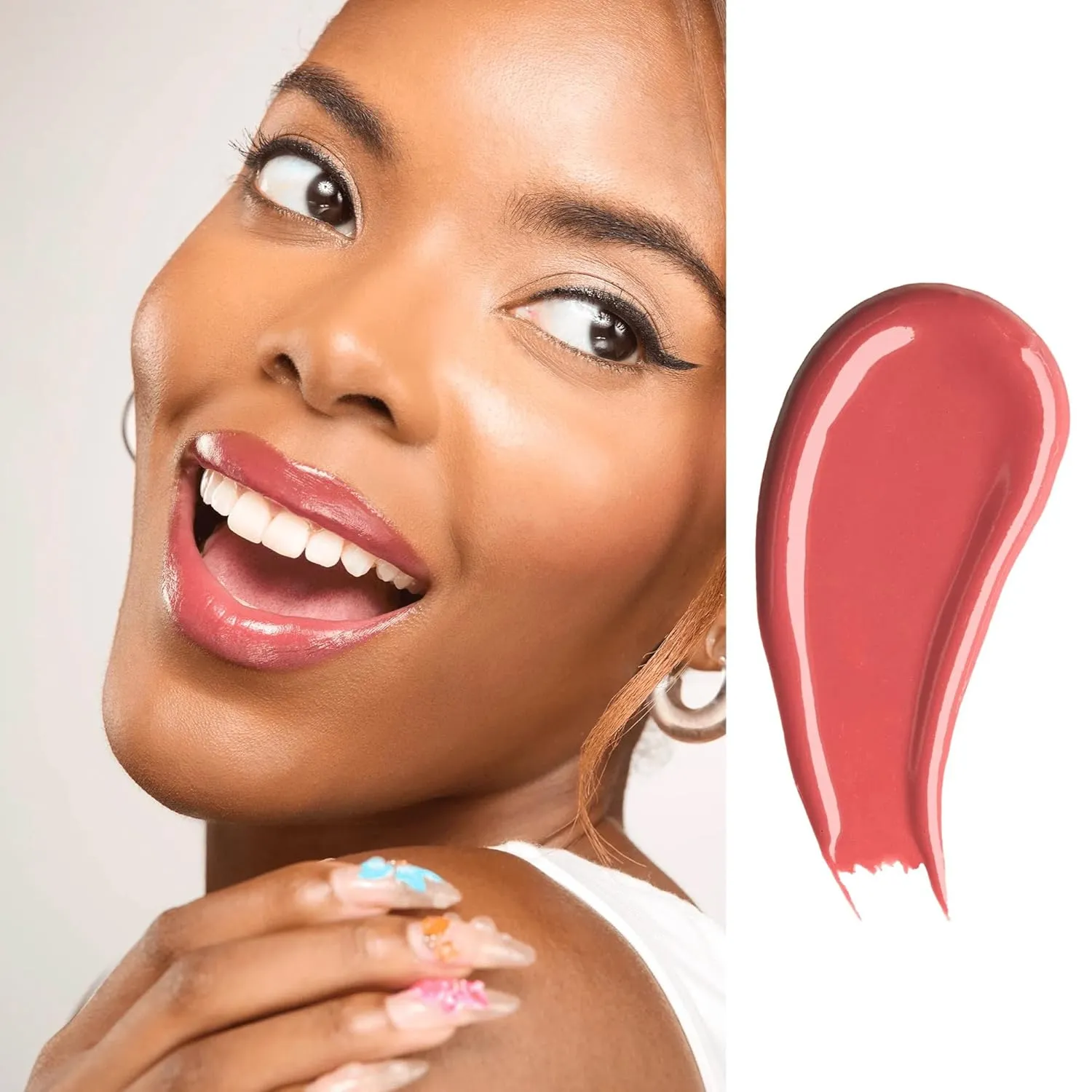 Gerard Cosmetics Color Your Smile Lip Gloss, Passion, Moisturizing Lip Gloss with Mirror and LED Light, Super Pigmented, Shiny Finish, Nude Lip Color, Cruelty Free and Made in USA
