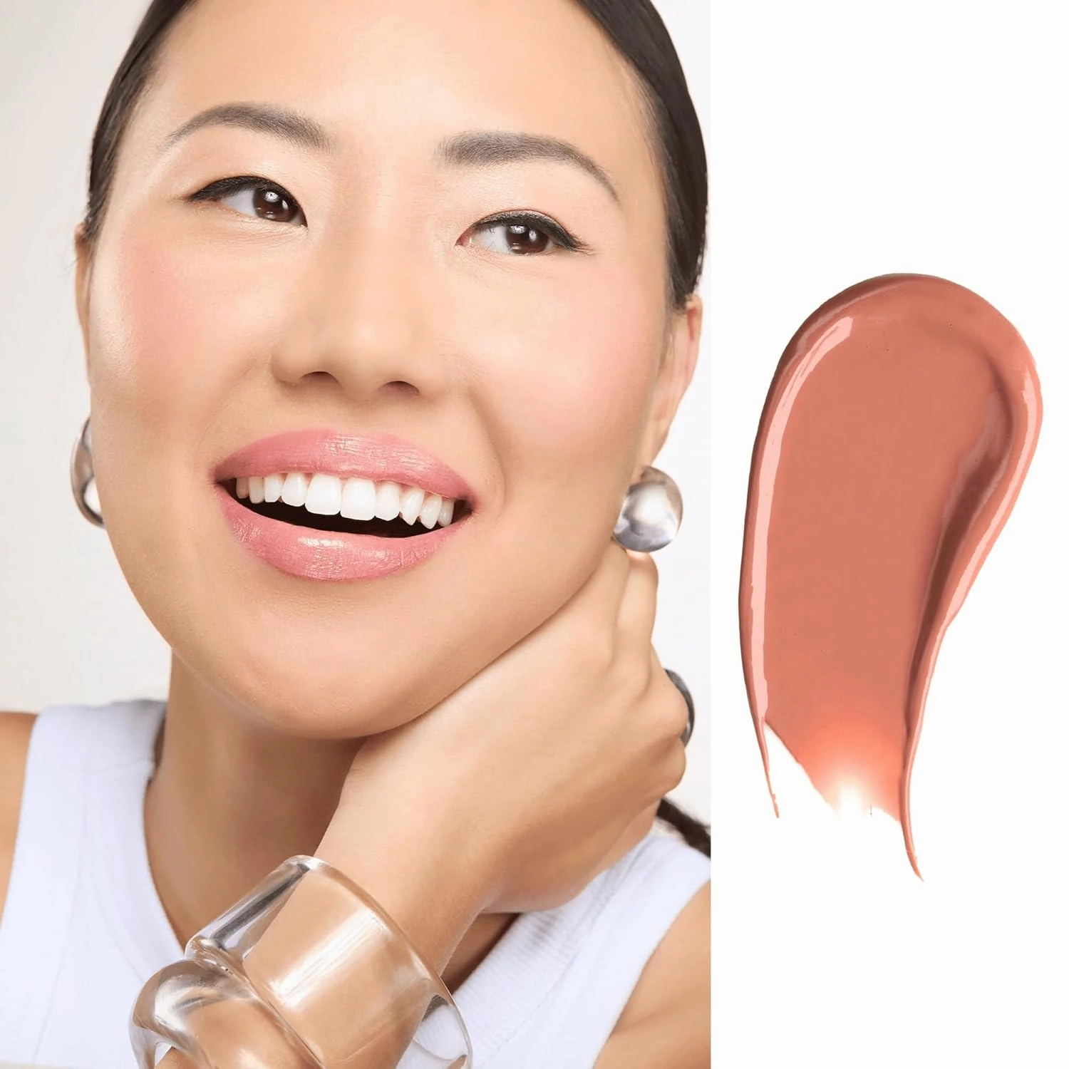 Gerard Cosmetics Color Your Smile Lip Gloss Madison Avenue, Super Pigmented Bright Nude Lip Gloss with LED Light and Mirror, Shiny Finish, Hydrating Nude Lipstick, Cruelty Free and Made in USA