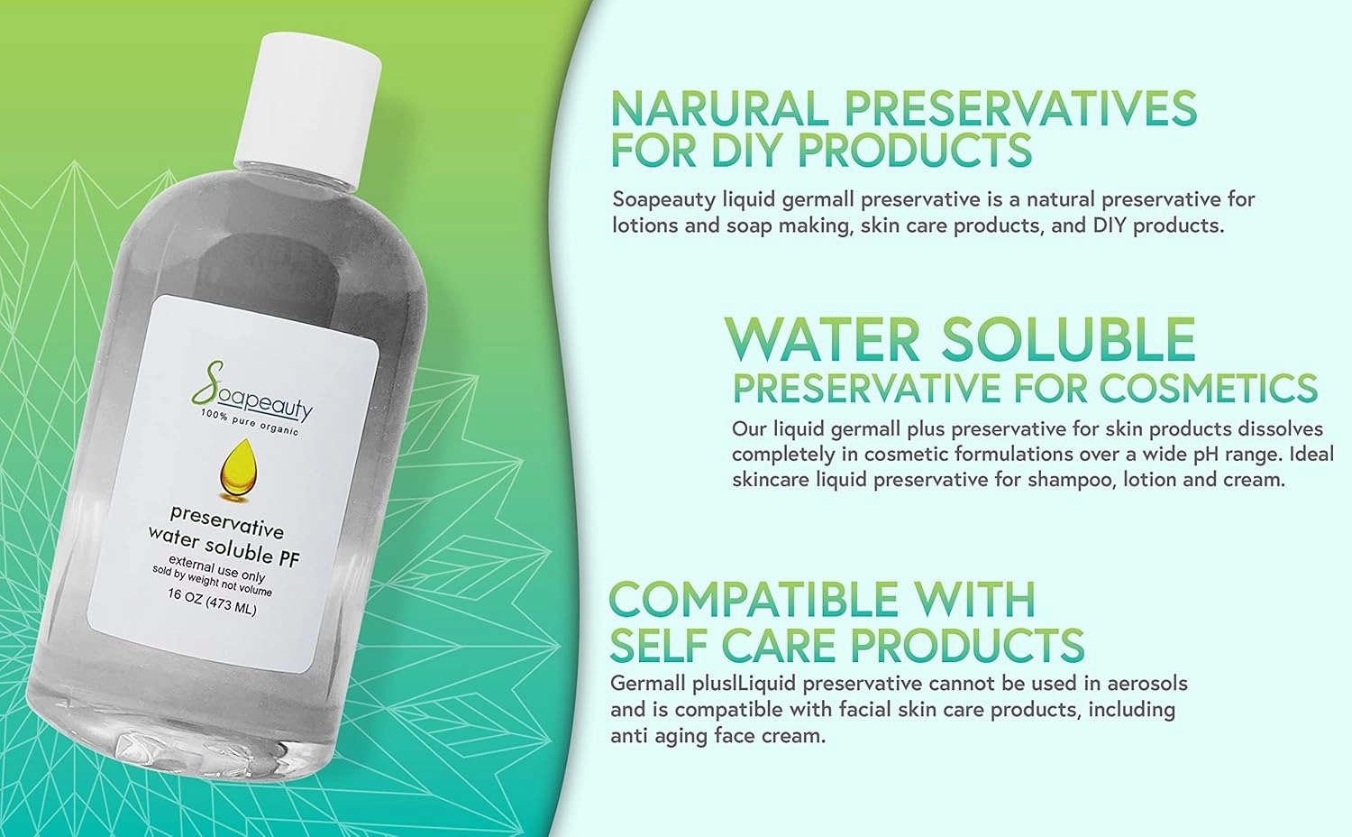Germall Plus Liquid Preservative - Water Soluble Natural for Skin Products, Cosmetics & Self Care Body Lotion (4 OZ)