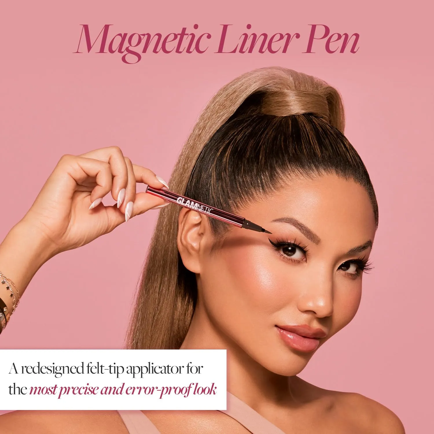 Glamnetic Felt Tip Magnetic Eyeliner Pen - Brown 0.025 fl oz | Brown Smudgeproof & Waterproof Eyeliner Pen, All-Day Hold for Magnetic Eyelashes, Quick-Drying, Paraben-Free