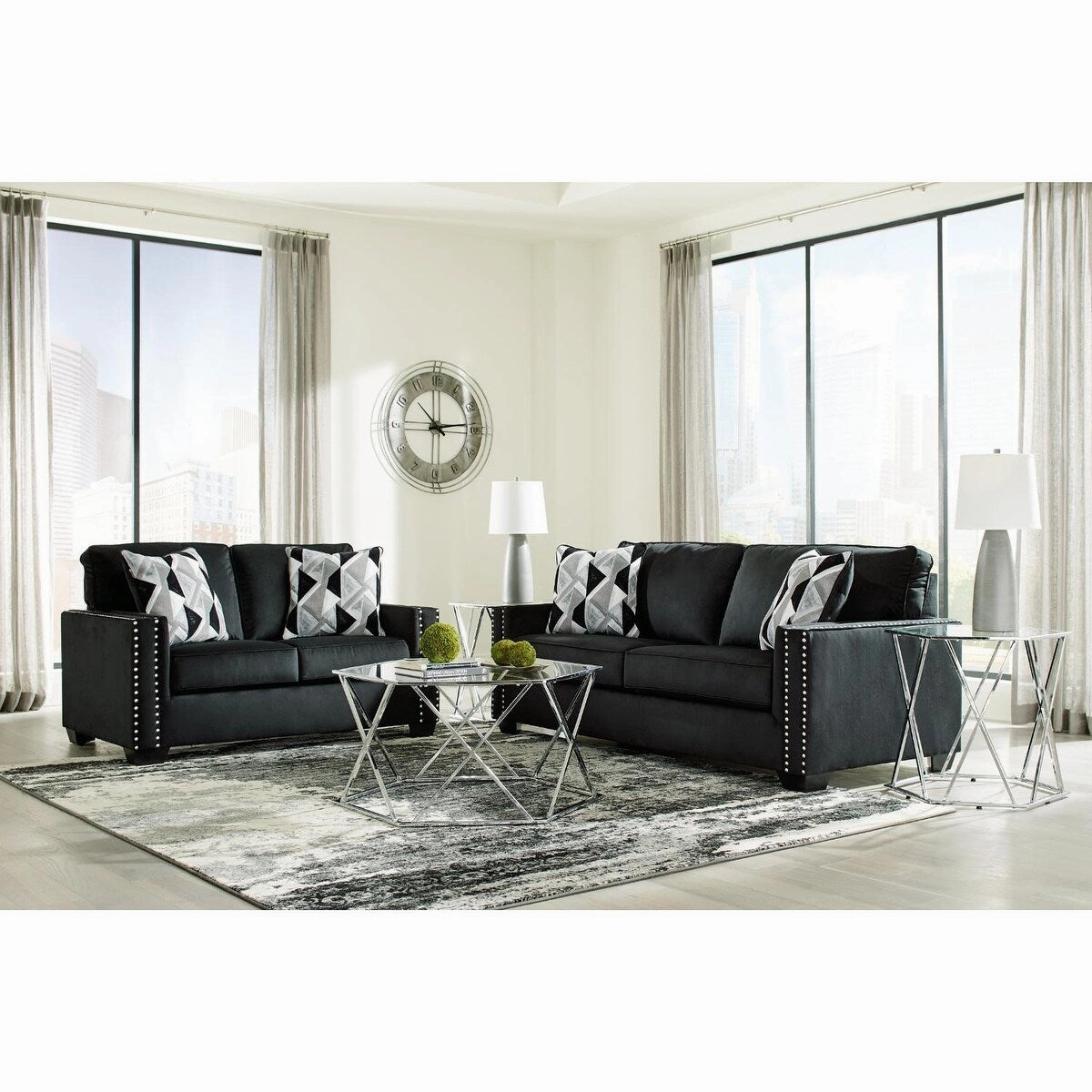 Gleston Black Sofa - 84"W x 38"D x 37"H