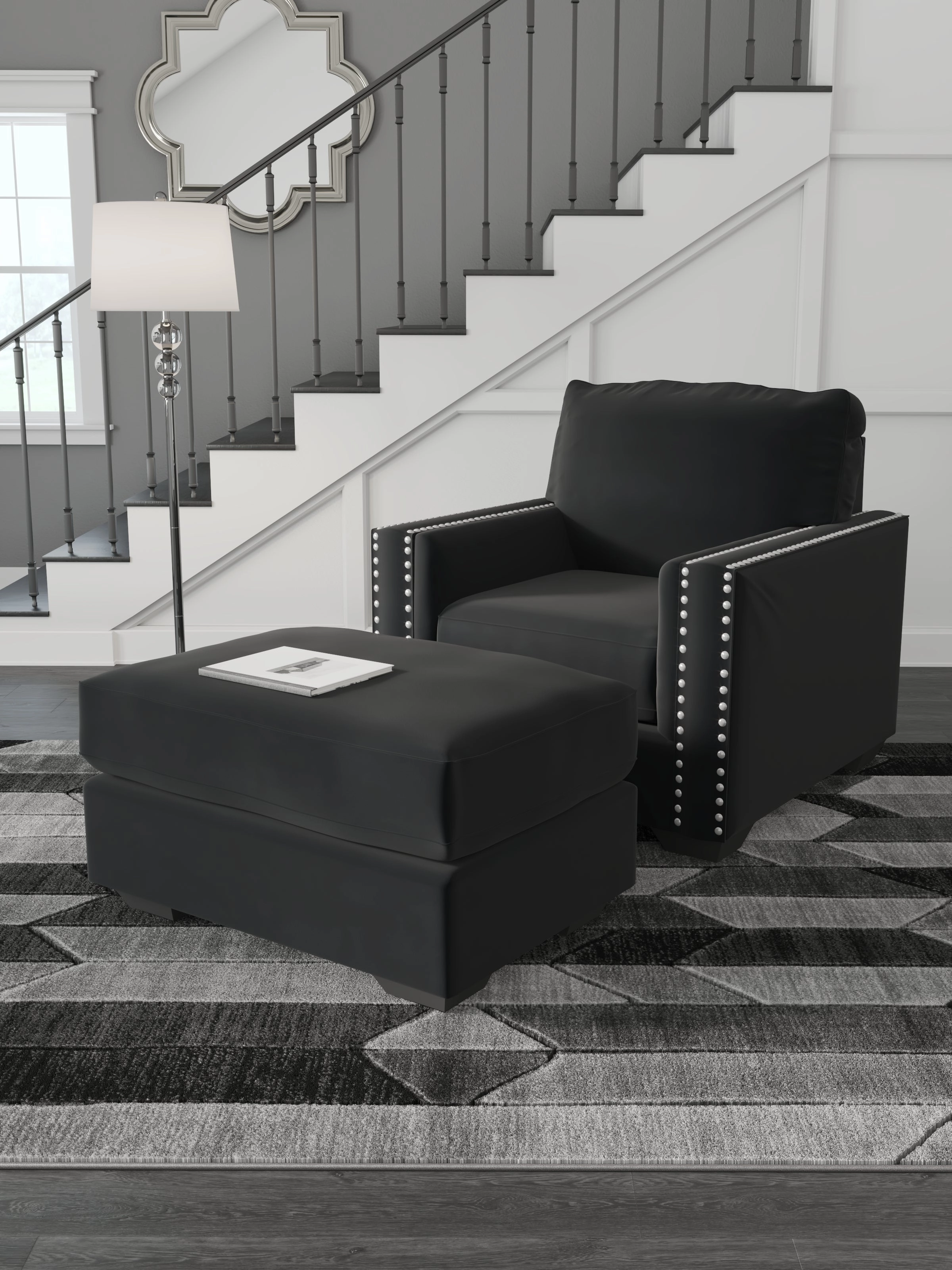 Gleston Chair and Ottoman in Onyx