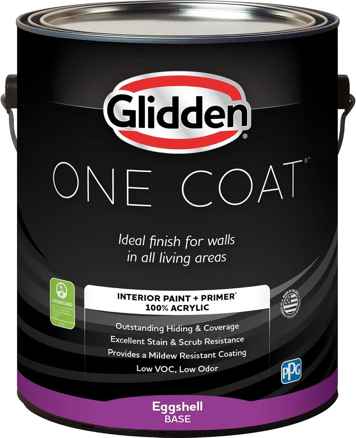 Glidden One Coat 1 gal. Black Magic / Black Eggshell Interior Paint with Primer