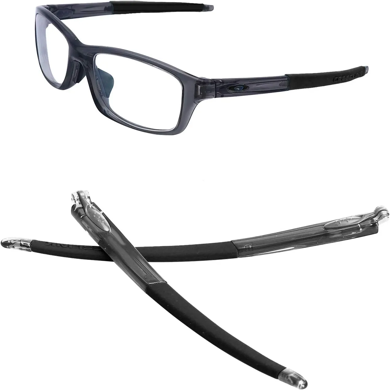 GOHIN Replacement Temples Arms Legs Gray Smoke For Oakley Crosslink Pitch Glasses - Black