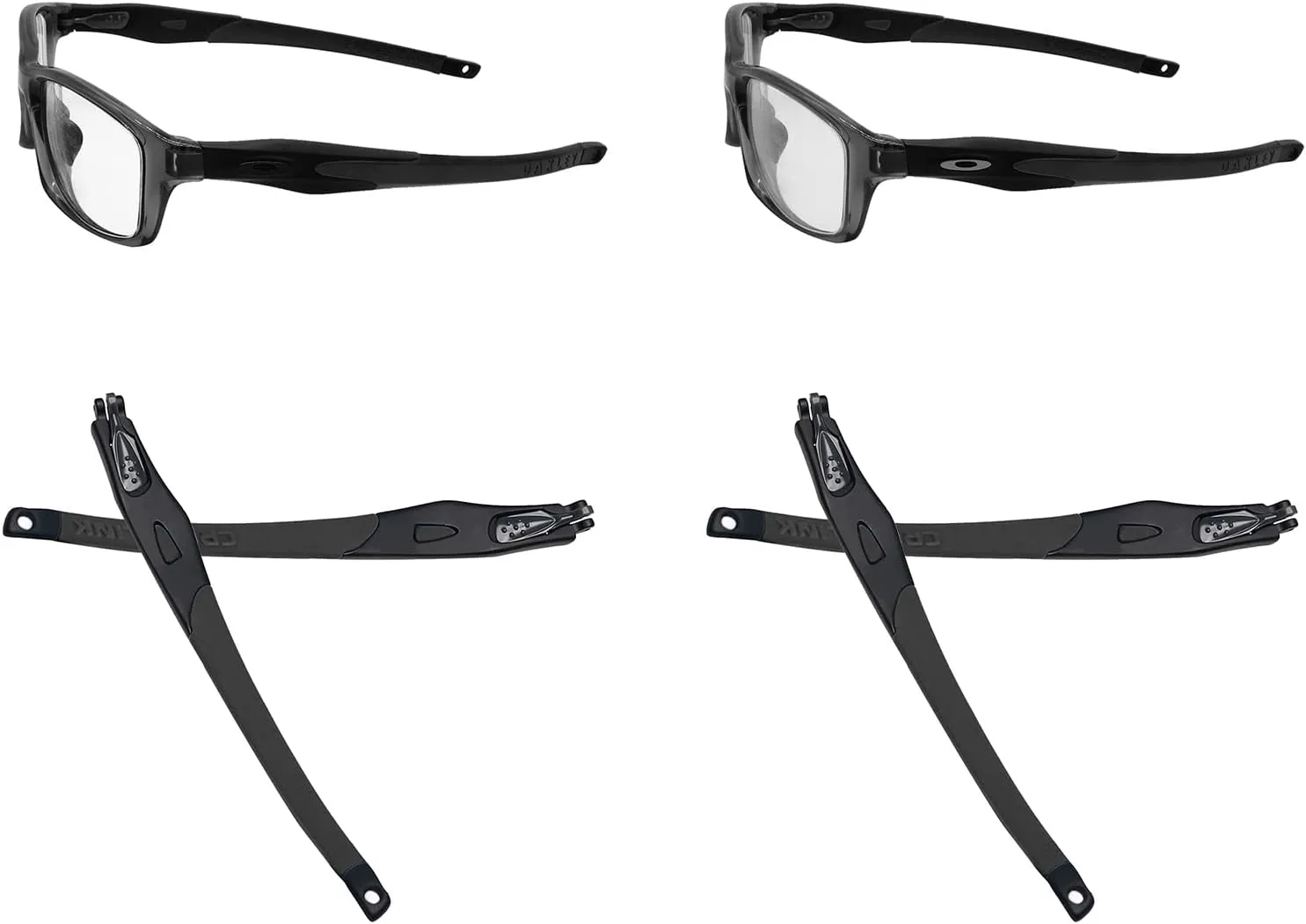 GOHIN Satin Black Replacement Temples Arms Legs For Oakley Crosslink Sweep PRO Switch Pitch-Black   Gray Icon Ring