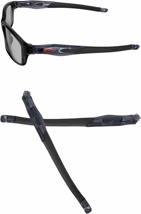 GOHIN Replacement Gray Smoke Temples Arms Legs With Red Icon Ring For Oakley Crosslink Sweep PRO Switch Pitch Glasses - Black