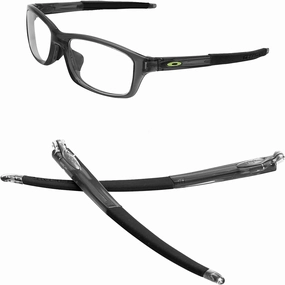 GOHIN Replacement Temples Arms Legs Gray Smoke With Green Icon Ring For Oakley Crosslink Pitch Glasses - Black,0